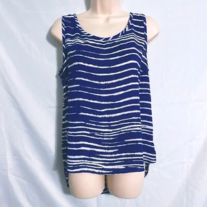 Olive & Oak Blue Striped Sleeveless Top Size M - Picture 1 of 3