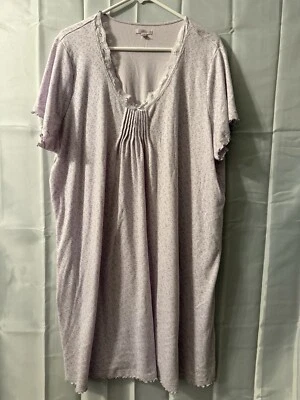 Vintage Simple Pleasures Purple Flowers Nightgown Modest Short Sleeve Grandma 3X - Image 1 of 4