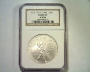 2006 P $1 BEN FRANKLIN SCIENTIST SILVER DOLLAR NGC MS 70 PREMUIM QUALITY PQ - Picture 1 of 2