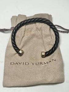 David Yurman 925 Cable Classics Braided Leather Cuff Bracelet Brown BESCHÄDIGT - Bild 1 von 9