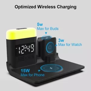 15W Multifunction Stand With Clock Display Wireless Charger Stand 4 In 1 - Picture 1 of 3