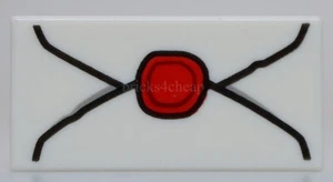Lego 20x Tile 1 x 2 with Groove Envelope Red Wax Seal Gray Highlights - Picture 1 of 1