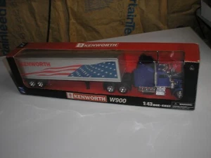 New Ray Freightliner Kenworth W900 Semi Tractor Trailer w/ Patriotic USA Flag - Picture 1 of 2