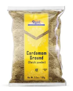Rani Cardamomo (Elachi) macinato, polvere spezia indiana 3,5 oz (100 g) - Foto 1 di 8