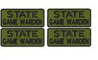 4 "State Game Warden" embroidery patch 2x5 hook OD green and black 