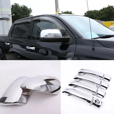 Espejo retrovisor completo cromado para Toyota Tundra Sequoia 2007-2020 + 4 cubiertas de manija de puertas Foto 1 de 4