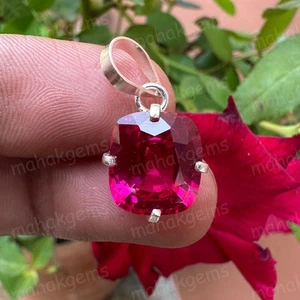 Natural Certified 13 CT Pink Sapphire Loose Gemstone Pendant In 925 Solid Silver - Picture 1 of 7