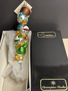 Scatola vintage 1998 Christopher Radko Disney HUEY LOUIE DEWEY ornamento anatra T 98-DIS-32 - Foto 1 di 8