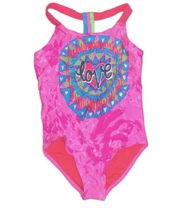 Girl’s Wonder Nation Pink LOVE Tie Dye One Piece Swim Suit - Size XS - Picture 1 of 3