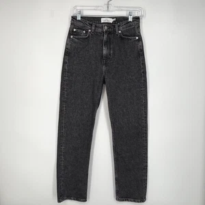 & Other Stories Womens Size 26 Jeans Black Wash High Rise Straight Leg 5 Pocket - Picture 1 of 11