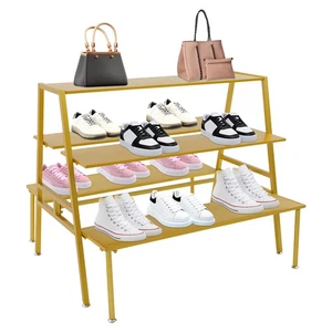 Mesa de exhibición de tienda de ropa de doble lado para bolso de zapatos al por menor de 3 niveles - Imagen 1 de 16