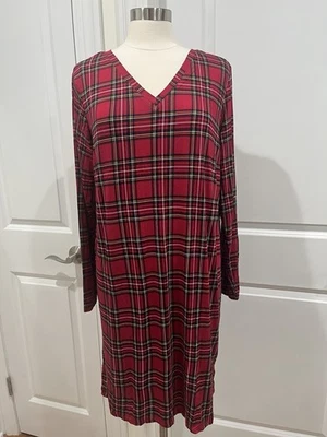 New! Liz Claiborne Nightgown Plaid Red Cooling fabric Winter Holidays NWT - Image 1 of 4
