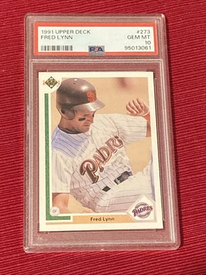 1991 UPPER DECK #273 FRED LYNN SAN DIEGO PADRES PSA 10 - Image 1 of 2