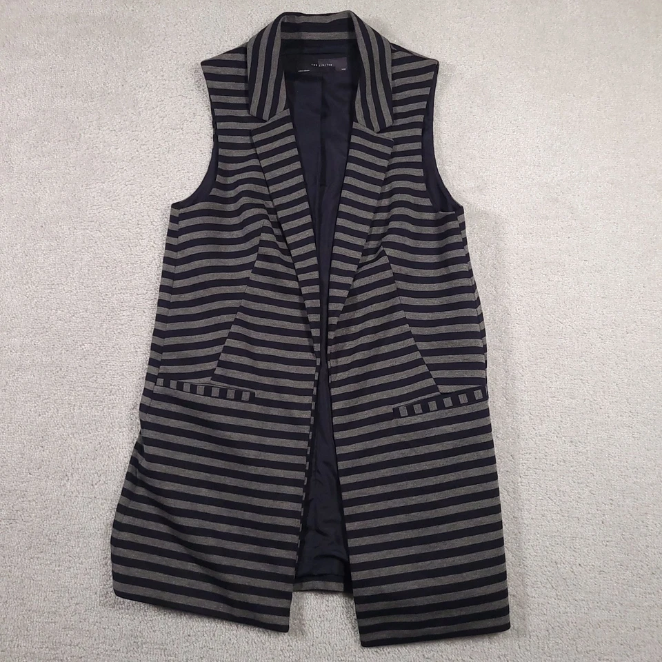 Chaleco Blazer The Limited Long Line Sin Mangas Frente Abierto Plumero Para Mujer Pequeño Foto 1 de 4