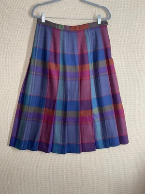 Falda plisada a cuadros azul tartán/rojo 100 % lana talla 16 Boundary Waters de colección Foto 1 de 4