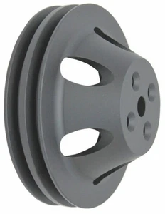 Black Aluminum SWP Double Groove Water Pump Pulley - Fits Chevy BBC 396-454 - Picture 1 of 1