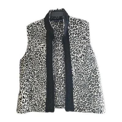 Chaleco sin mangas Westbound gris estampado de leopardo difuso frente abierto mujer talla XL Foto 1 de 4