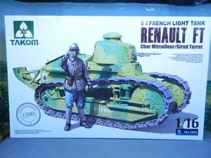 1/16 Kit TAKOM No. 1002 WWI FRENCH LIGHT TANK RENAULT FT w/GIROD TURRET New Open - Picture 1 of 4