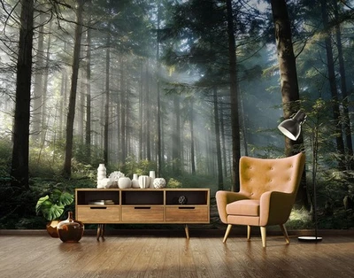 Photo Wallpaper Forest Trees Sun Nature Living Room FLEECE WALLPAPER XXL + PASTE 349 - Image 1 of 4