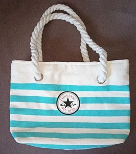 Handtasche Converse All Star weiss blau gestreift Stoff Schlamper - Bild 1 von 8