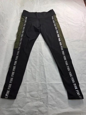 Victoria's Secret PINK Cozy Fleece Lined Black Green  Small       RL231 - Image 1 of 4