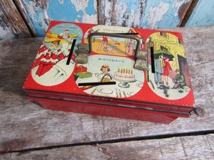 Vintage Children's Metal Money Box Money Savings Tin 1930s Era Burnett Ltd - Picture 1 of 6