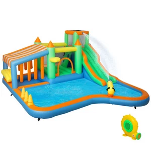 Inflatable Bounce House Water Slide Splash Pool Dry/Wet Play 4 Kids 3-8 Years - Picture 1 of 12