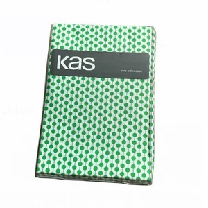 Kas Australia Euro Pillow Case New Green White Spot Orange Trim Retro New - Picture 1 of 4