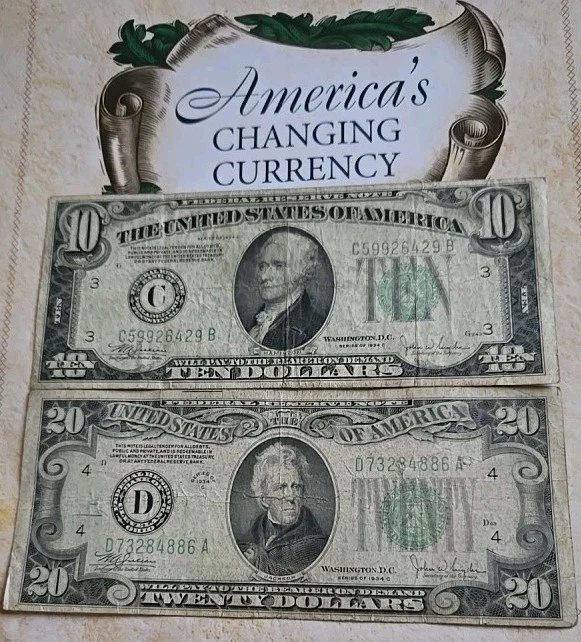 Series Of 1934 C $10 And $20 Circulated Banknotes  - Image 1 of 4
