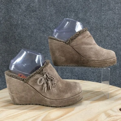 Rocket Dog Mule Clog 女式 8.5 棕色 Bello 剪绒麂皮绒楔形懒人鞋休闲 — 第 1/4 张图片