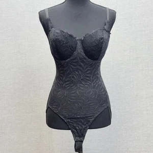 Victoria's Secret Bügel-Body schwarz Spitze Tanga Strumpfband Träger Dessous 36D - Bild 1 von 8