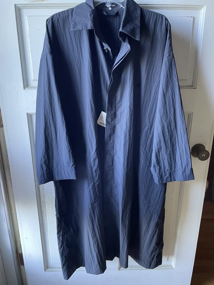 NWT Bergdorf Goodman eskandar Wide A-Line Back Pleat Coat Navy Dark Size 0 - Image 1 of 4