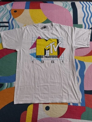 Camiseta MTV Para Hombre XL Blanca Retro Años 90 Música Televisión Logo Port & Company Foto 1 de 4