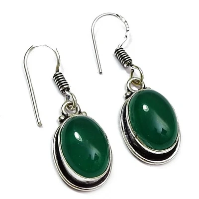 Green Onyx Lavish Gemstone Ethnic Handmade Jewelry Earring 1 z273 - Image 1 of 4