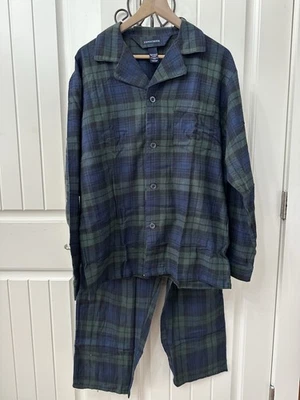 Knightsbridge Men's Plaid Pajama Set - Green Navy Blue sz Med Flannel Cozy - Image 1 of 4