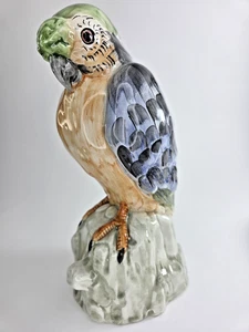 Vintage Italian Hand Painted Colorful Glossy Parrot on Rock Porcelain Figurine  - Picture 1 of 6