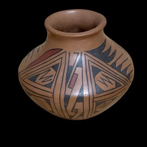 Vaso ceramica Tito Enriquez Mata Ortiz fatto a mano marmorizzato policromo firmato Olla - Foto 1 di 12