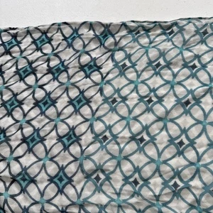 "Bufanda rectangular Talbots 100 % algodón nueva con etiquetas bordes azules con flecos 27""x70""" - Imagen 1 de 6