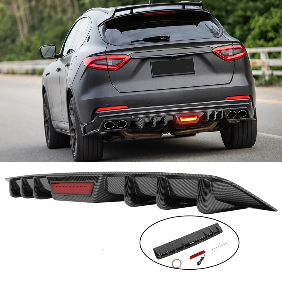 Difusor de parachoques trasero de carbono para Maserati Levante alerón labio con luz de freno LED Foto 1 de 4