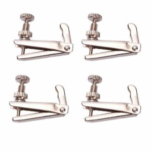 Set of 4 Pieces Stainless Steel 4/4 Full Size Violin Fine Tuner Silver Color