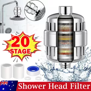 20 Stage Shower Head Filter Bath Hard Water Chlorine Purifier with 2 Filters OZ - Picture 1 of 12