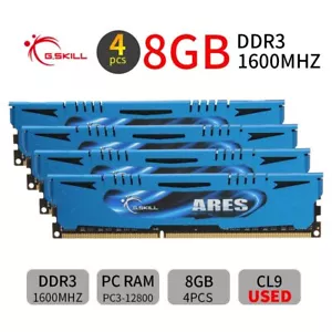 G.Skill 32GB 4x 8GB DDR3 1600MHz CL9 PC3-12800U F3-1600C9Q-32GAB Desktop Memory - Picture 1 of 7