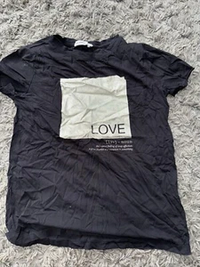 Stradivarius Black Logo T-shirt In Xs - Picture 1 of 8