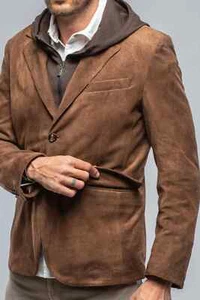 Men’s Brown Leather Suede Blazer – Real Soft Suede, Two-Button Classic Coat - Picture 1 of 16