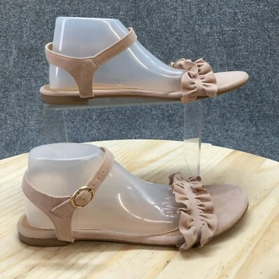 Sandalias de bambú para mujer 7 correas al tobillo grasas beige informales punta abierta hebilla cómodas Foto 1 de 4