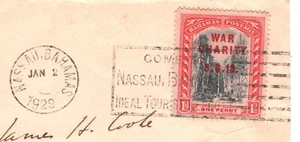 BAHAMAS Cover *WAR CHARITY* 1d Only Air Mail 1929 FIRST FLIGHT USA Miami XC255 - Picture 1 of 14