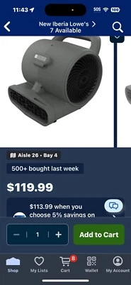 1/4High Velocity Air Mover 5226136 - Image 1 of 4