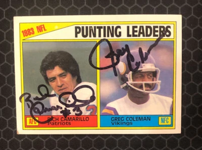 1984 Topps #207 Punting Leaders - Camarillo / Coleman - Signed Auto - SET BREAK - Image 1 of 2