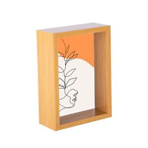 3D Deep Box Photo Frame Standing Craft Shadow Picture Display 5 x 7" Light Wood
