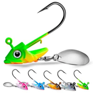 10 PCS Lead Jig Heads Willow Blade Fishing Hook 3D Eyes Bait Lure Tackle 7.5-15g - Picture 1 of 25